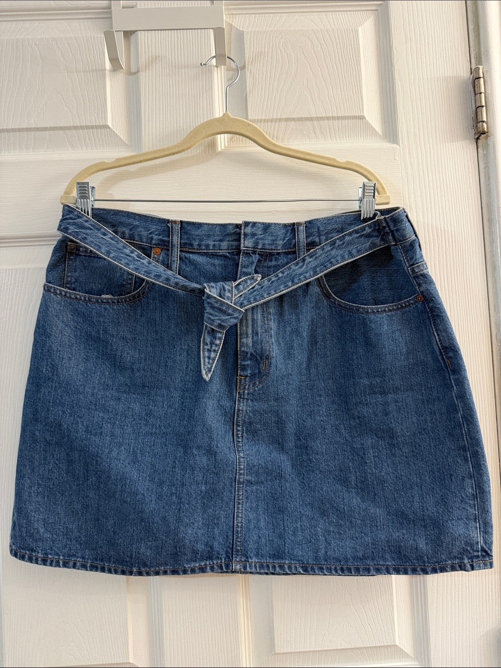 Madewell Blue Denim Mini Skirt with Self-Tie Belt